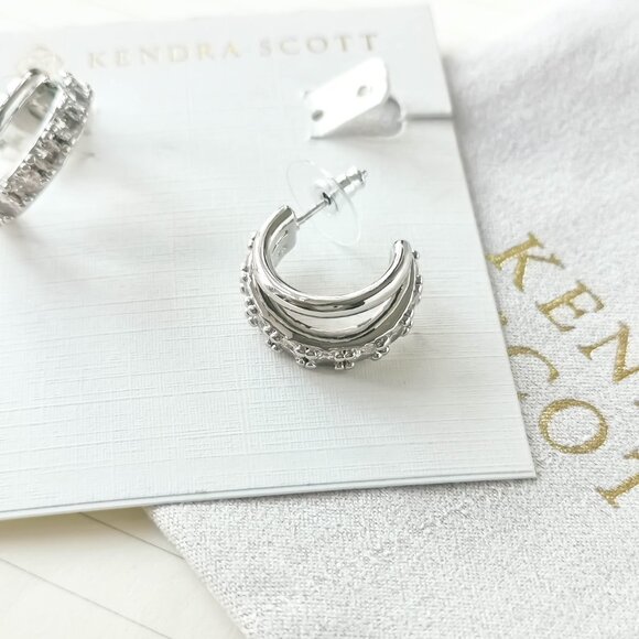 Kendra Scott - Livy Silver White Crystal Earrings - Picture 3 of 3